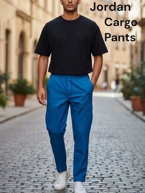 Air Jordan MENS NWT Active Standard Fit Cargo Pants Woven Straight Leg Teal XL